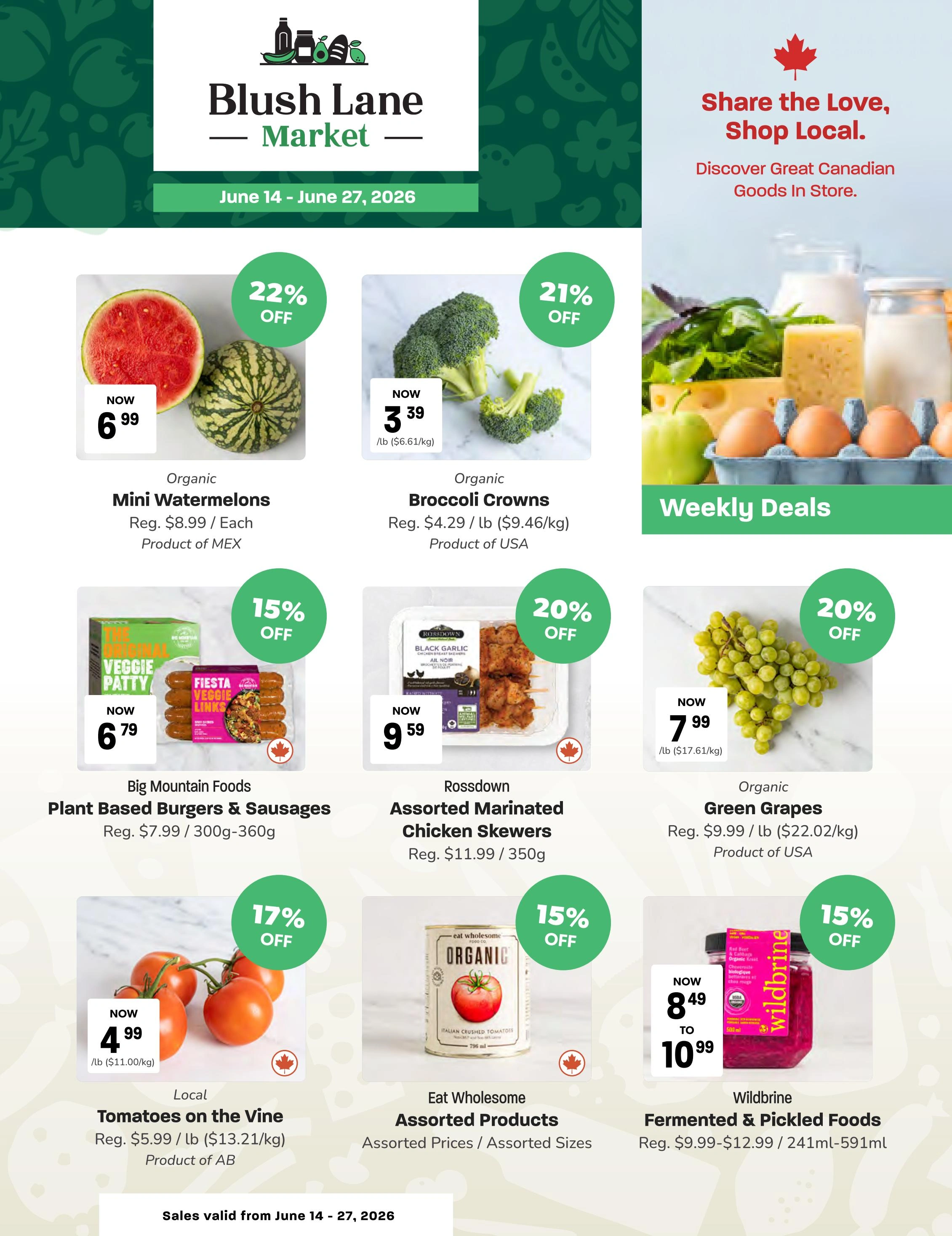 Blush Lane Organic Market flyer page 1