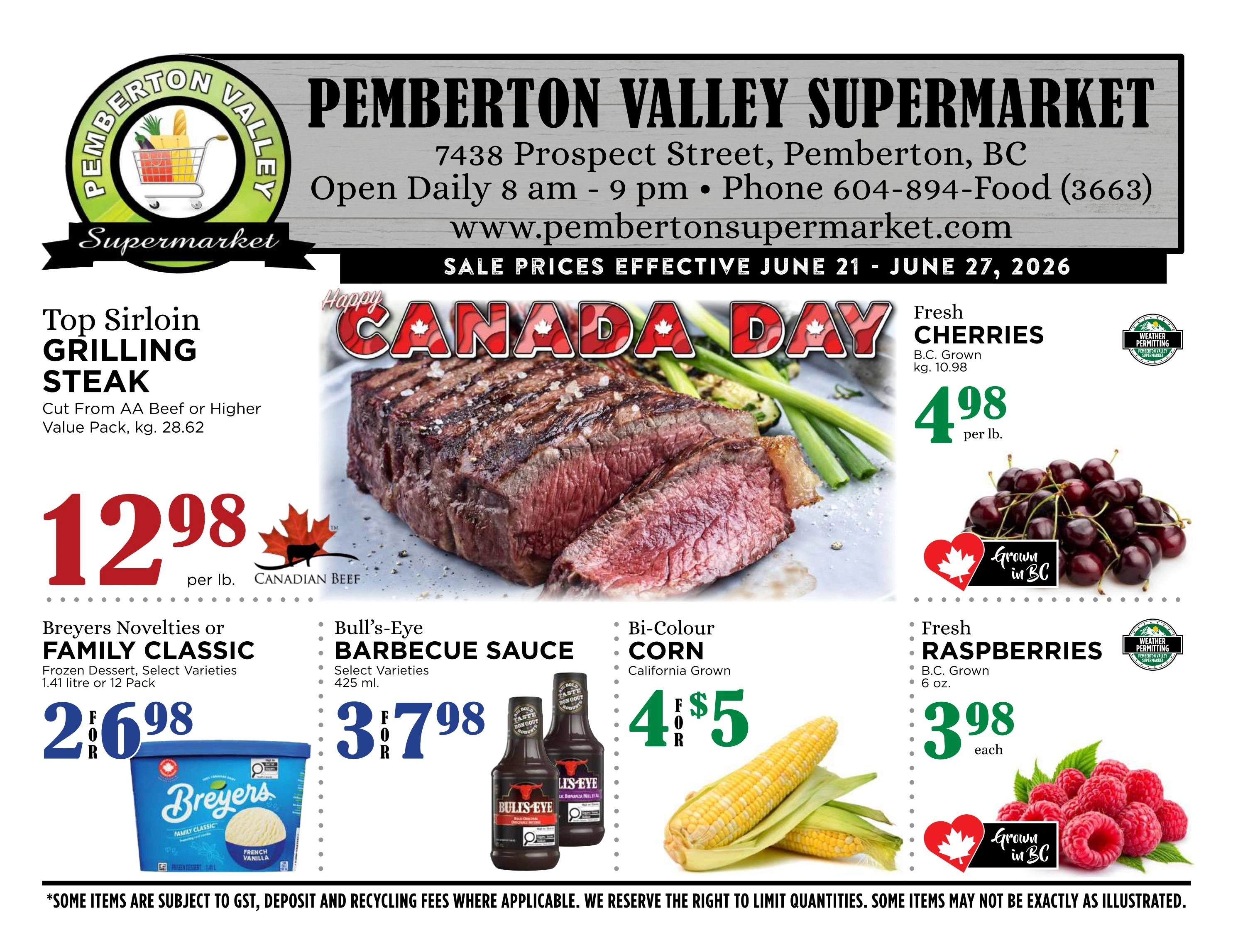 Pemberton Valley Supermarket flyer page 1