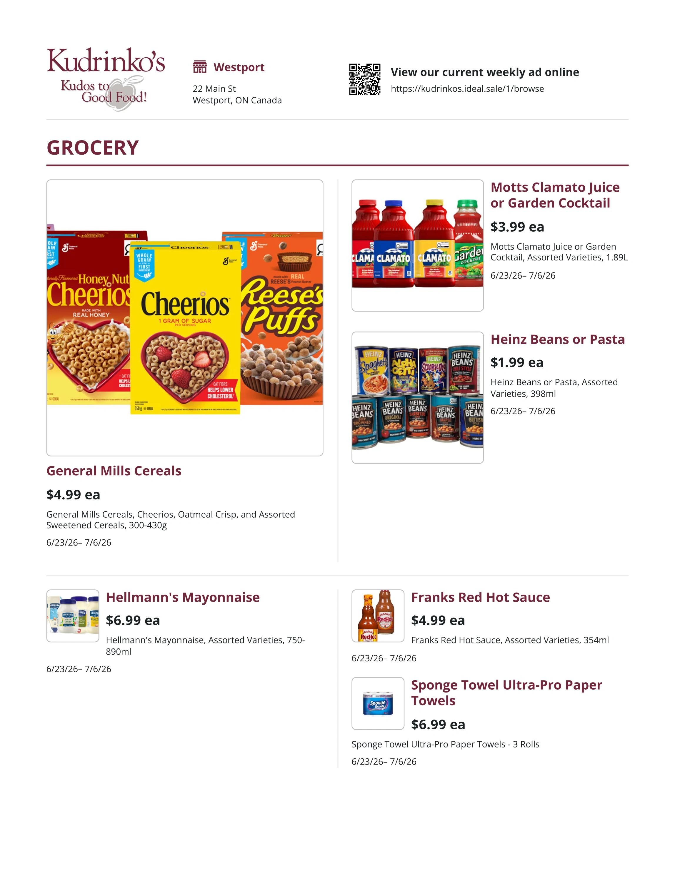 Kudrinko's flyer page 1