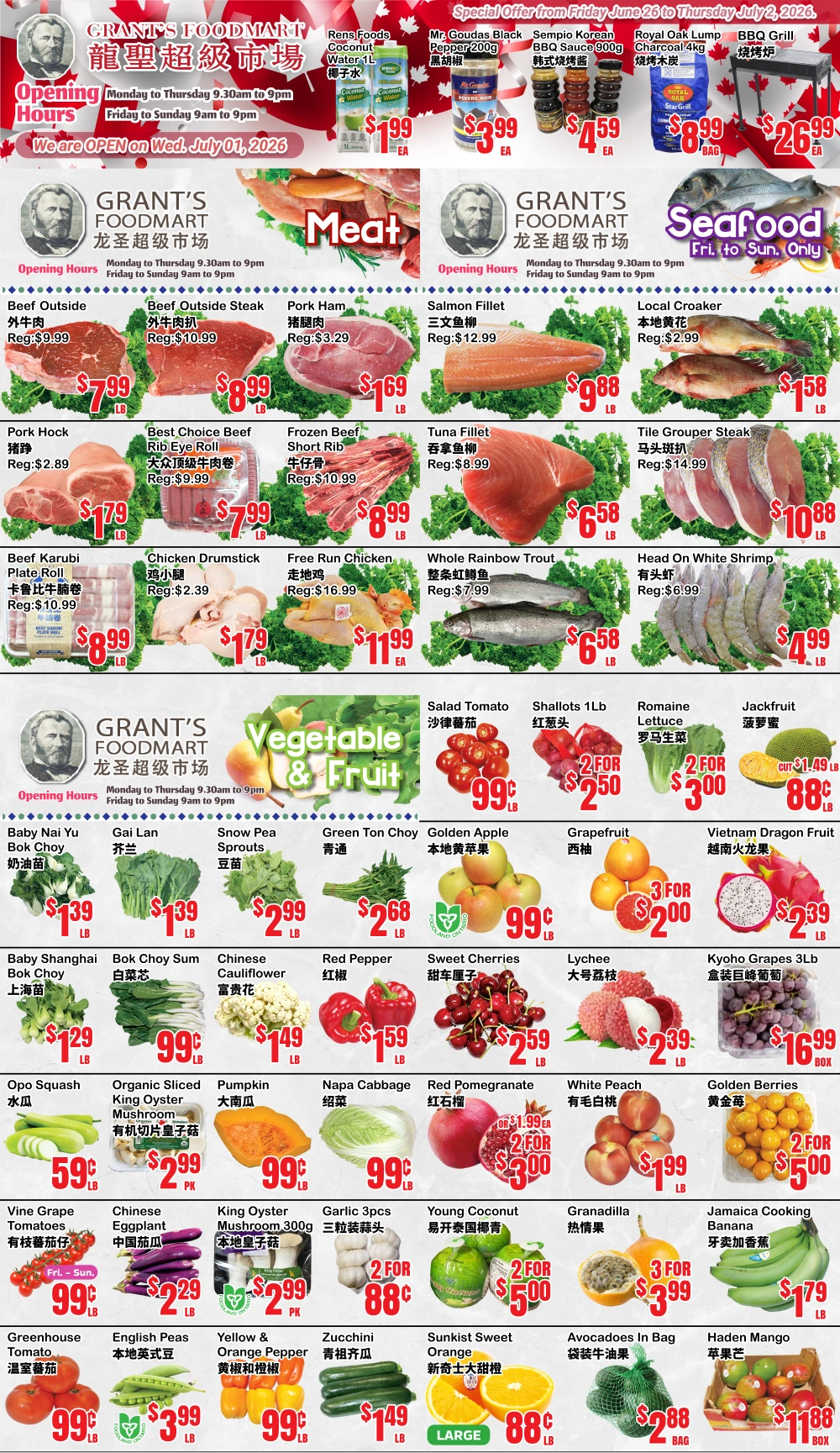 Grant's Foodmart flyer page 1