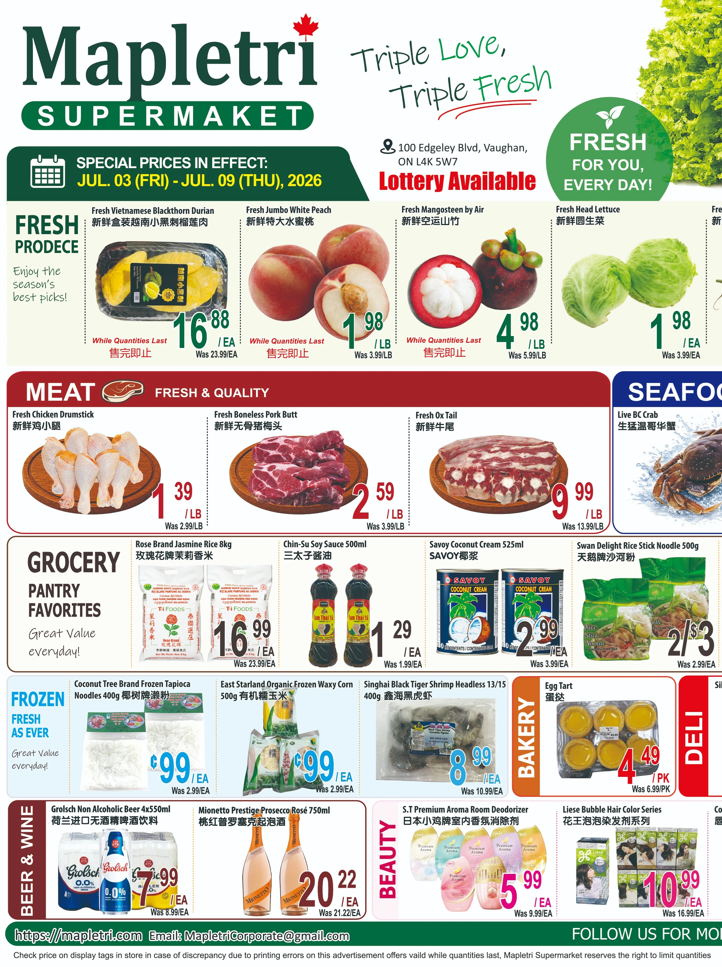 Mapletri Supermarket flyer page 1