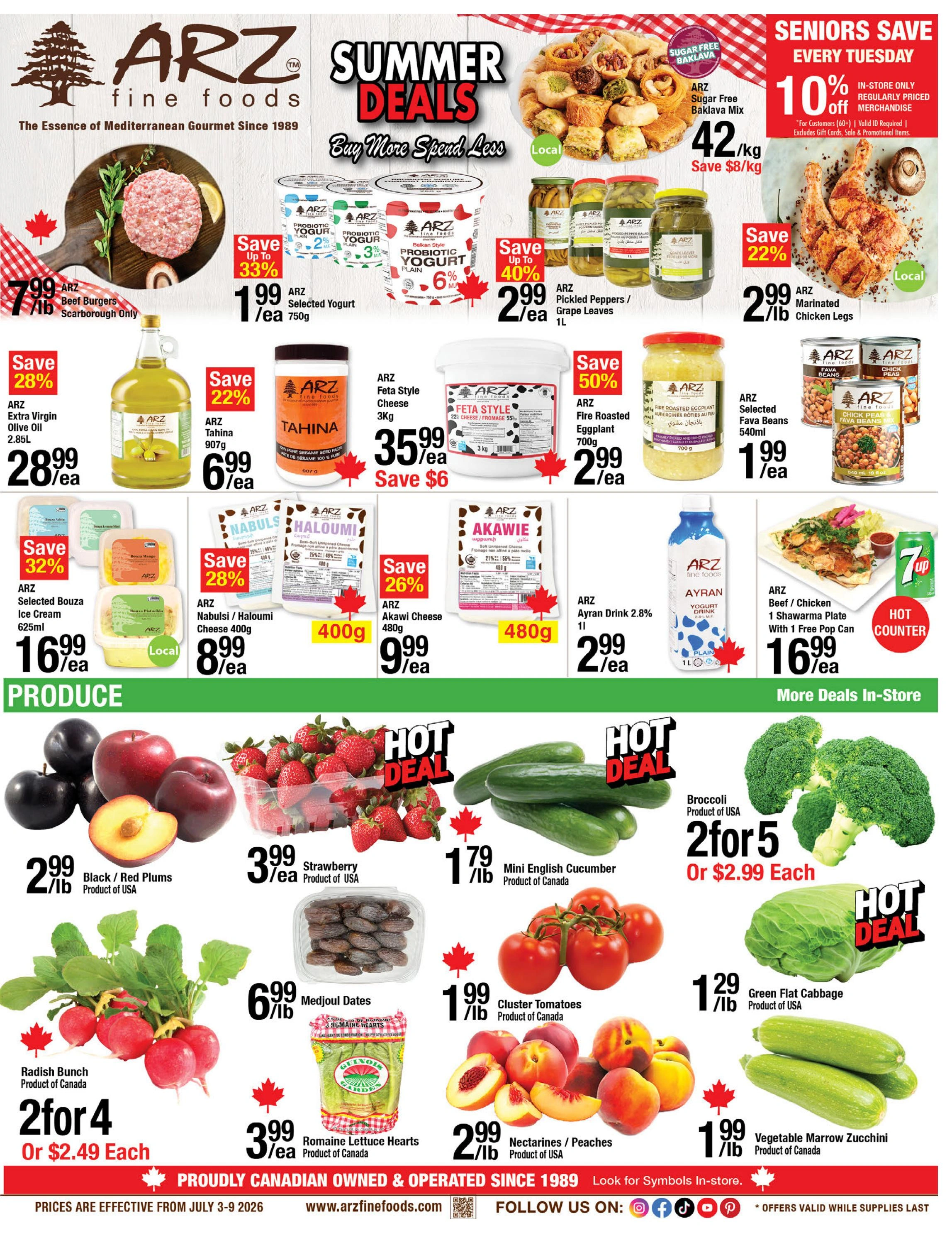 Arz Fine Foods flyer page 1