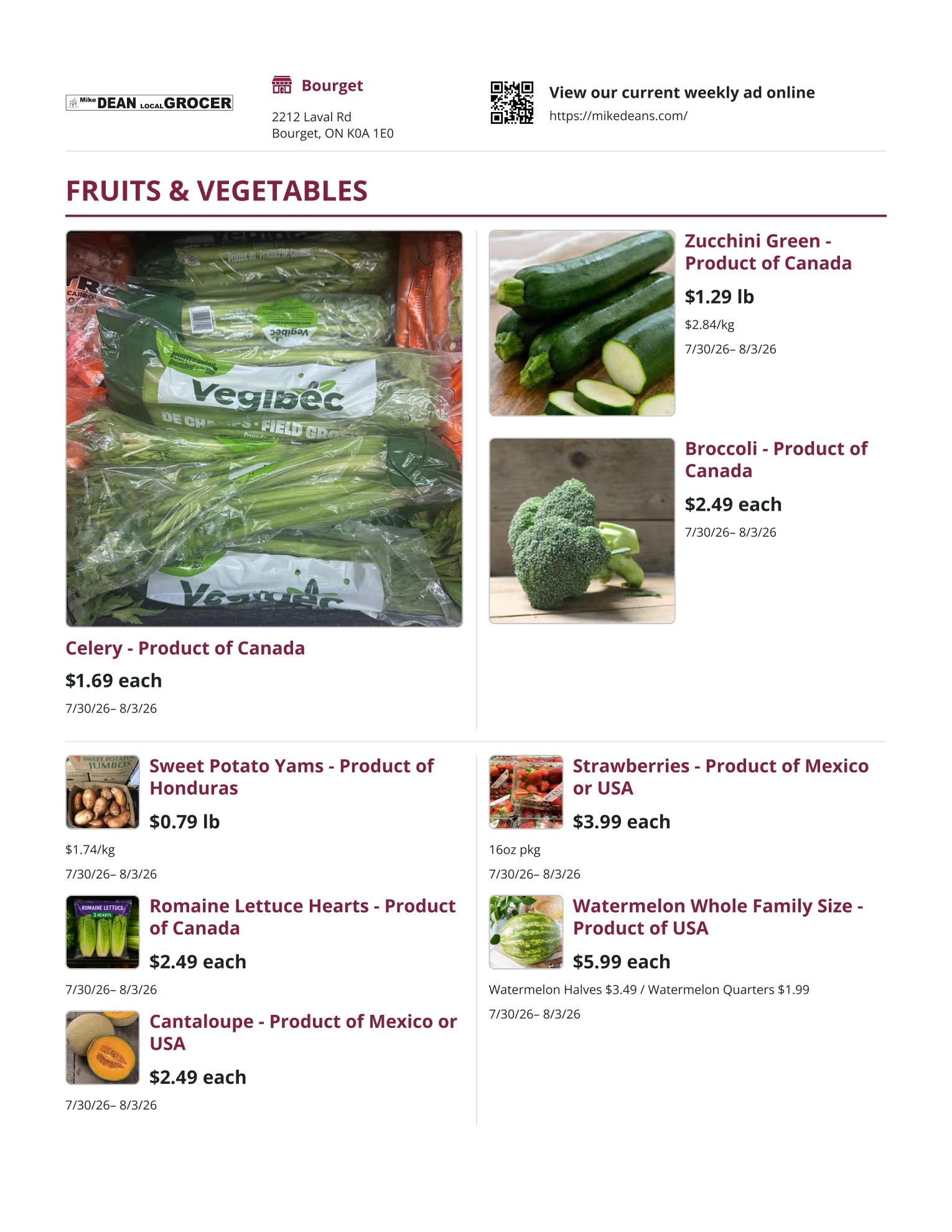 Mike Dean Local Grocer flyer page 1