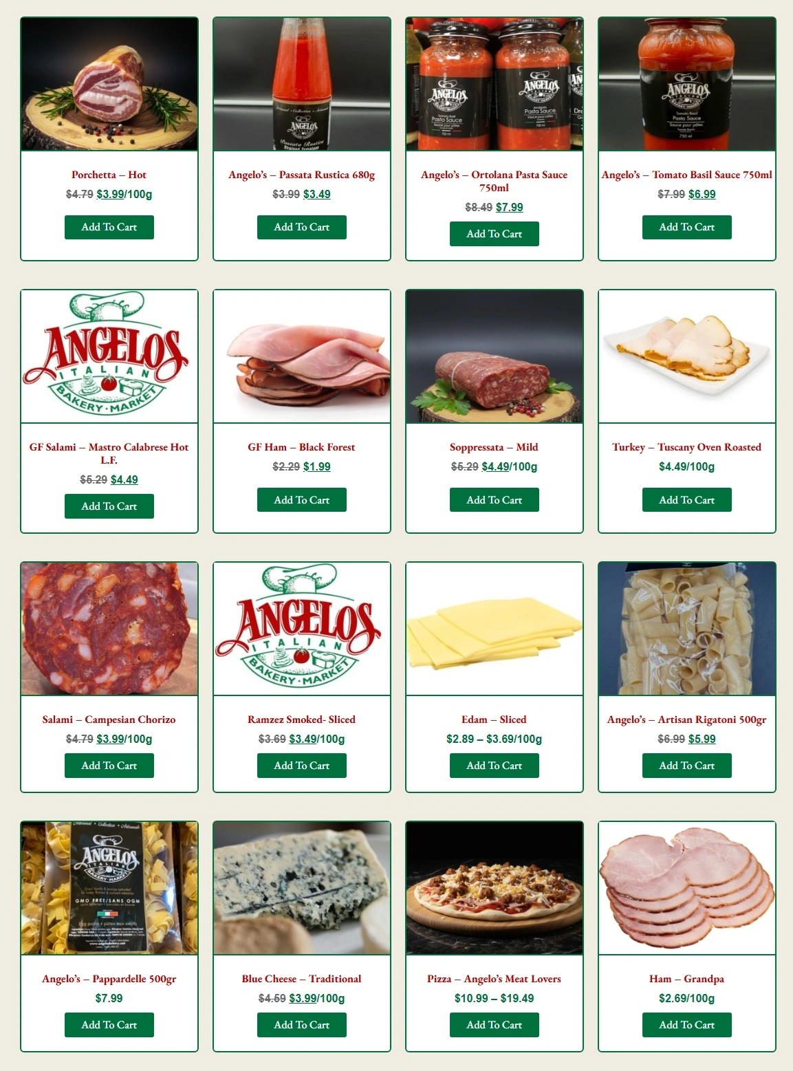 Angelo's Italian Bakery flyer page 1