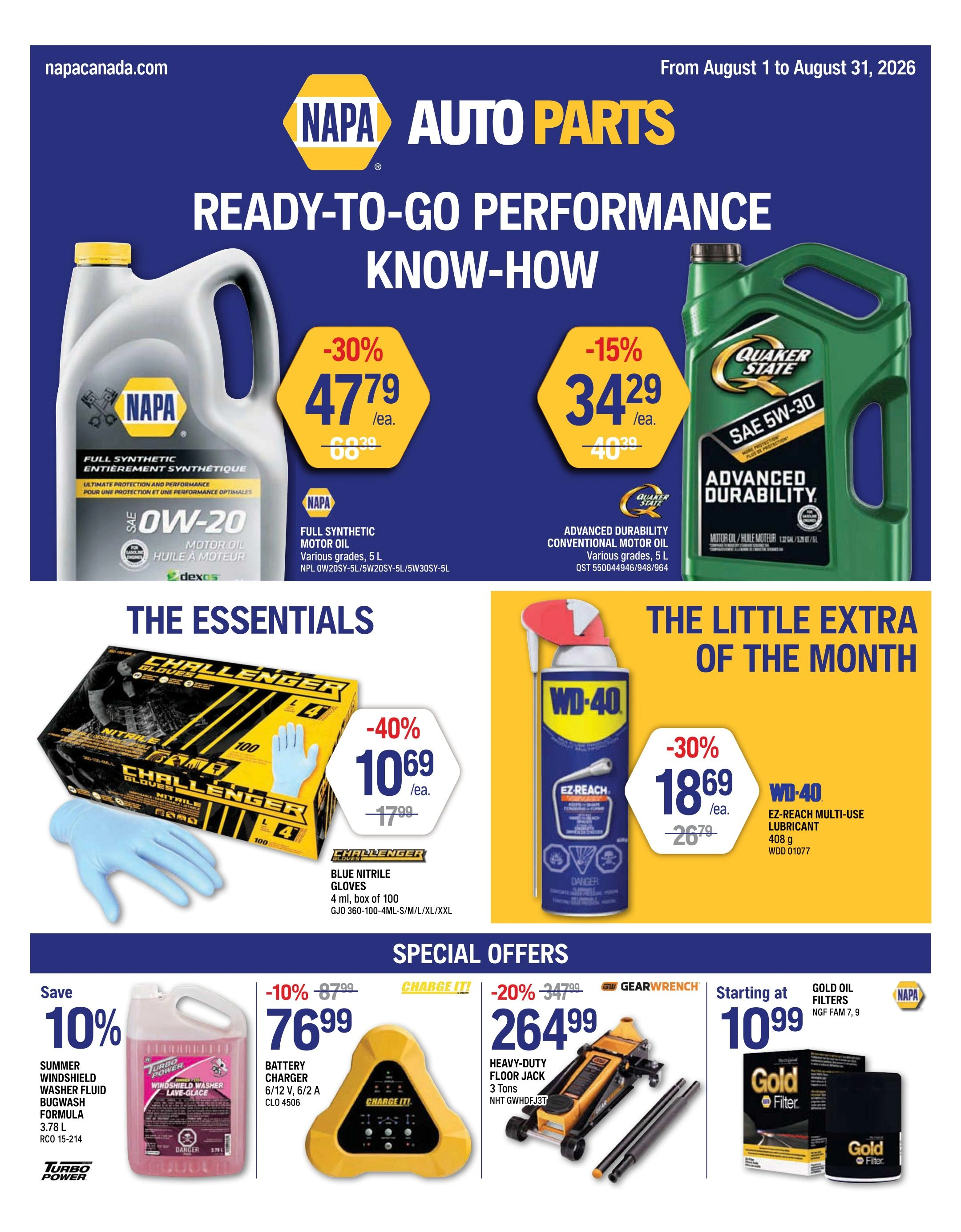 NAPA Auto Parts flyer page 1