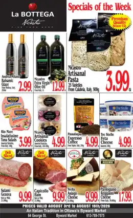 La Bottega Nicastro La Bottega Nicastro Fine Foods Flyer August 3 to 16