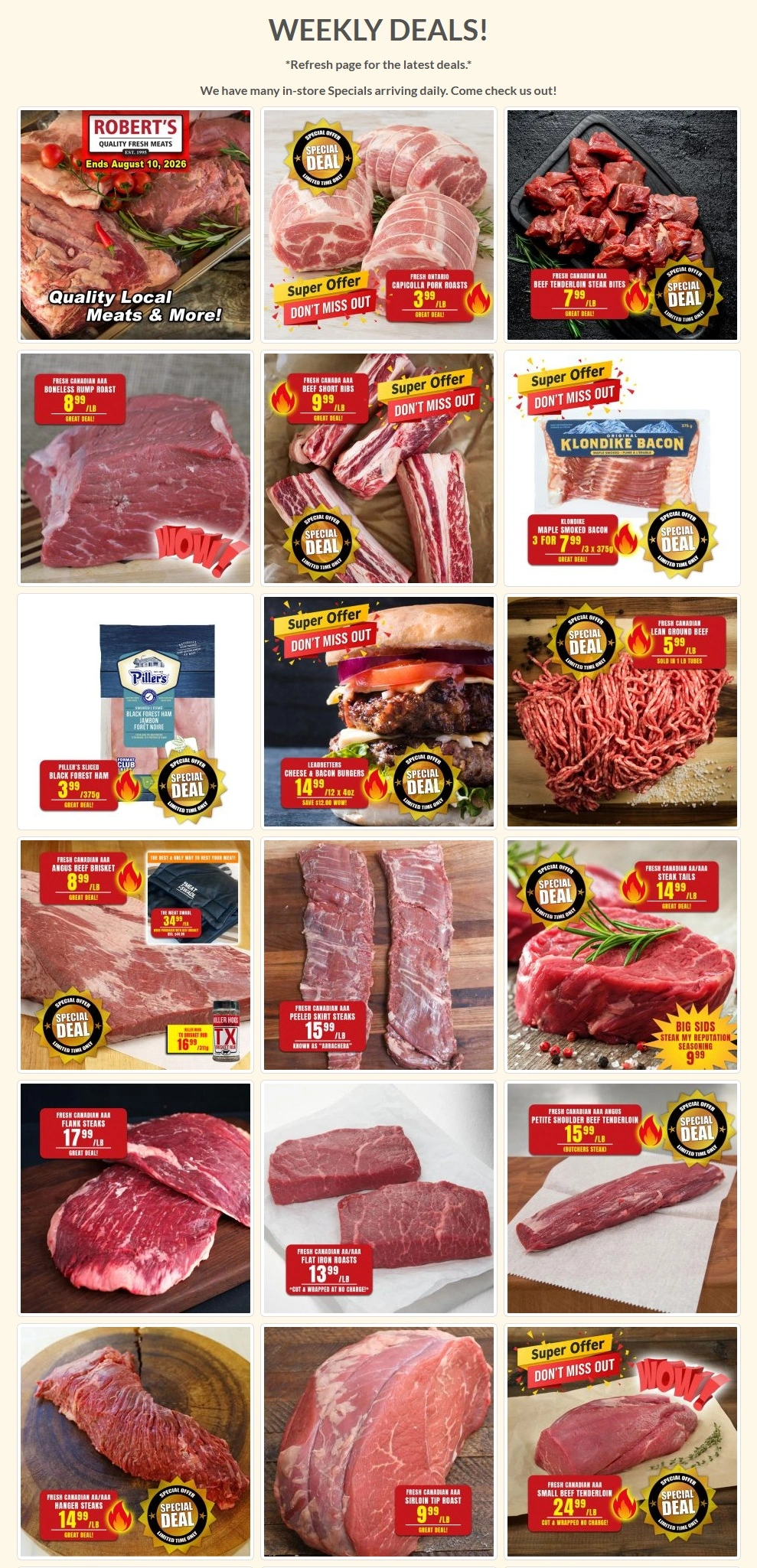 Robert's Quality Fresh Meats flyer page 1