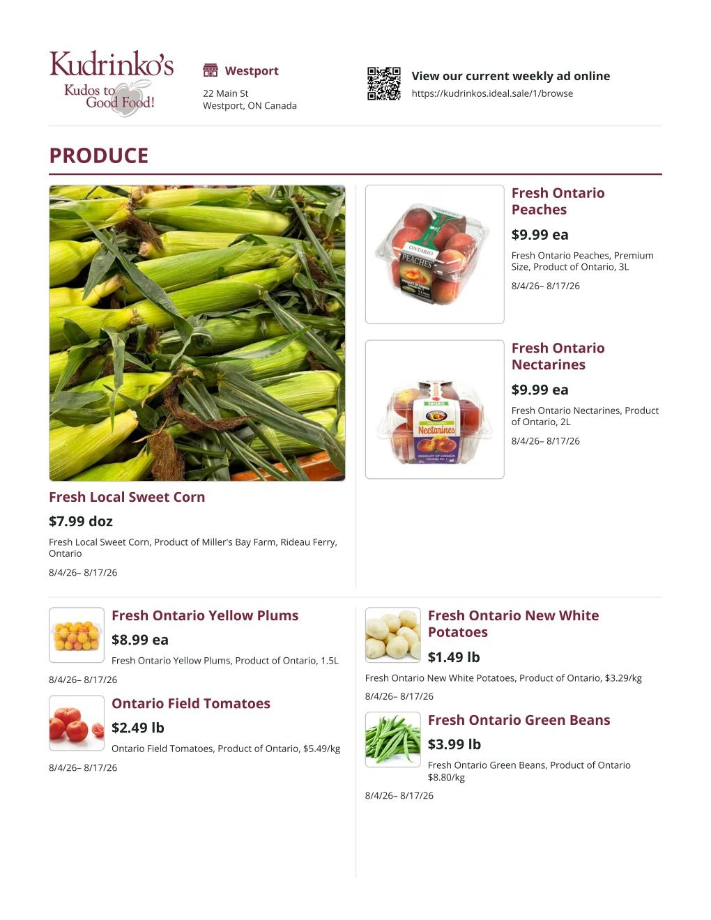 Kudrinko's flyer page 1