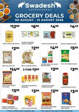 Swadesh Supermarket Swadesh Supermarket Flyer August 6 to 12