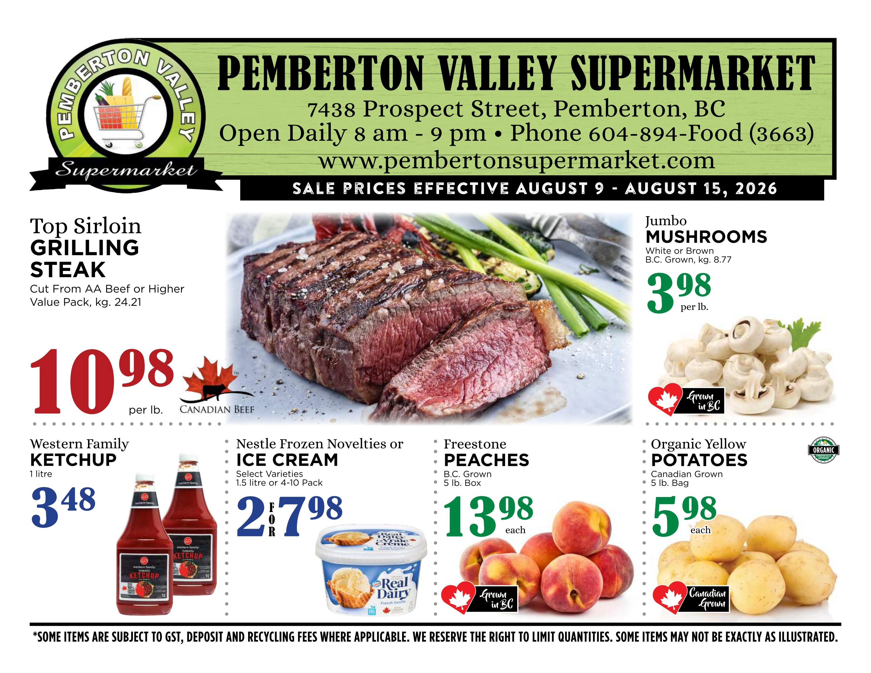 Pemberton Valley Supermarket flyer page 1